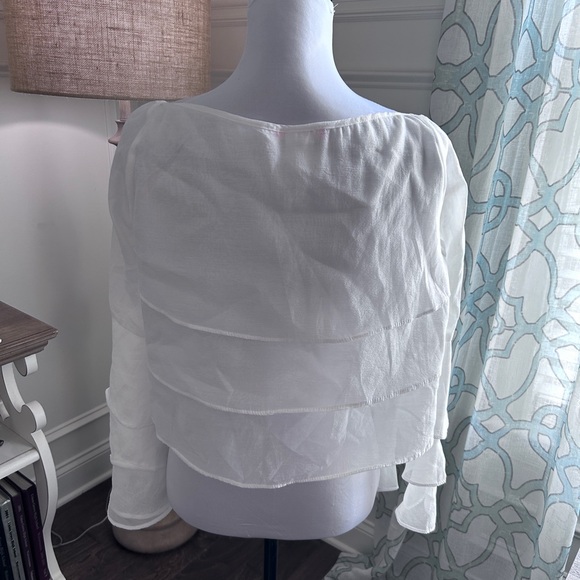 One Star NWOT square neck ruffle crop romantic blouse - Picture 2 of 4